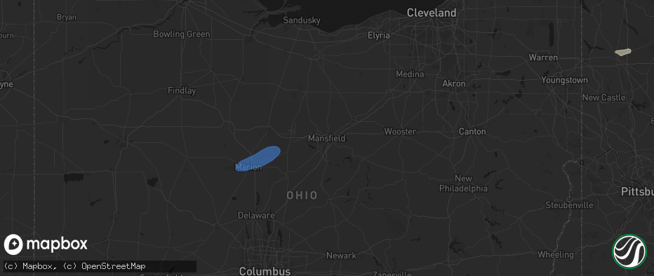 Hail map in Mansfield, OH on July 3, 2026