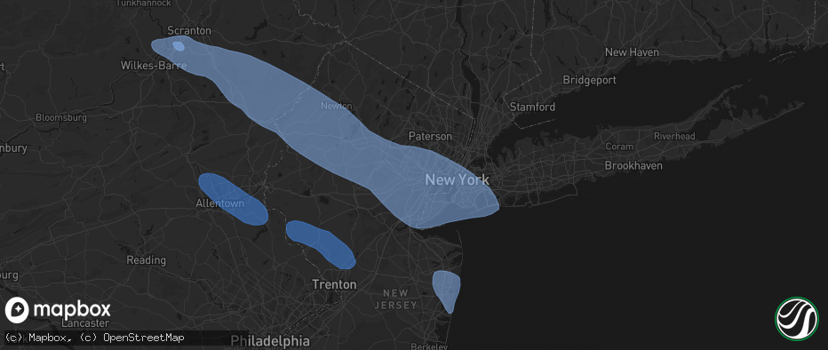 Hail map in Maplewood, NJ on July 3, 2026