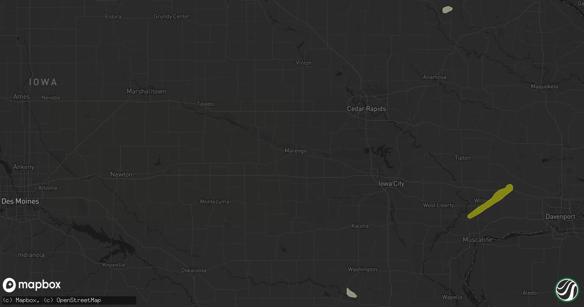 Hail map in Marengo, IA on July 3, 2026
