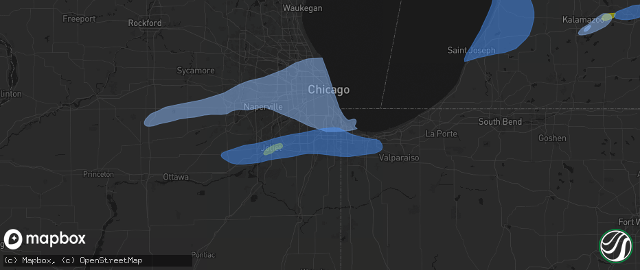 Hail map in Markham, IL on July 3, 2026