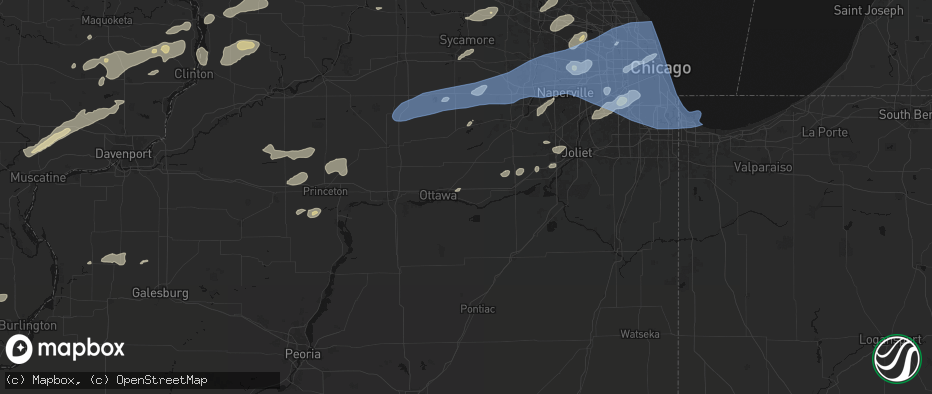 Hail map in Marseilles, IL on July 3, 2026