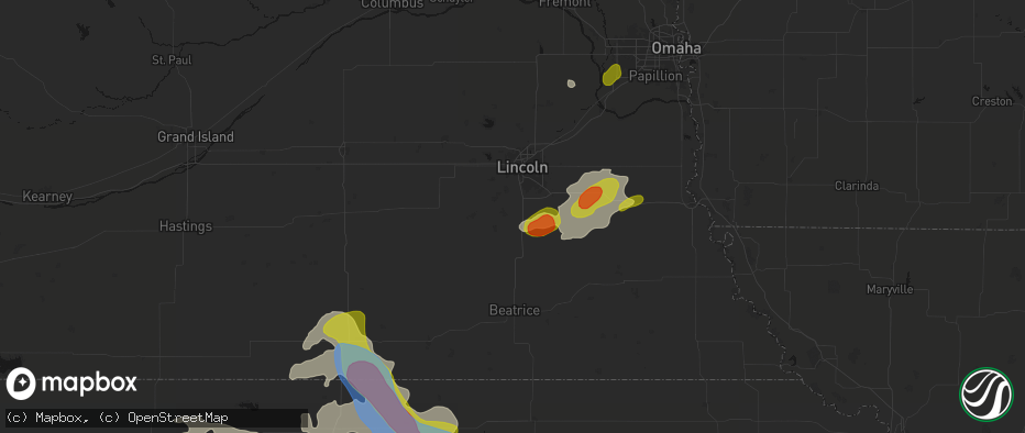 Hail map in Martell, NE on July 3, 2026