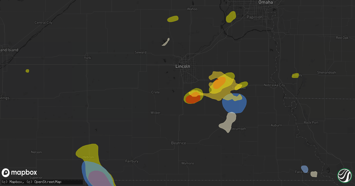 Hail map in Martell, NE on July 3, 2026