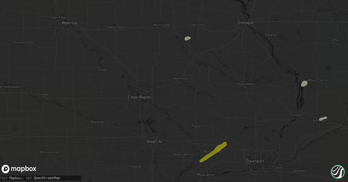 Hail map in Martelle, IA on July 3, 2026