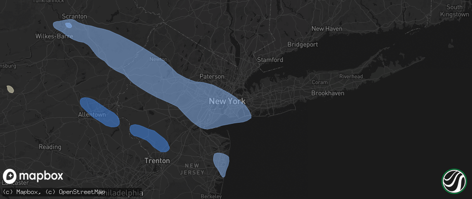 Hail map in Maspeth, NY on July 3, 2026