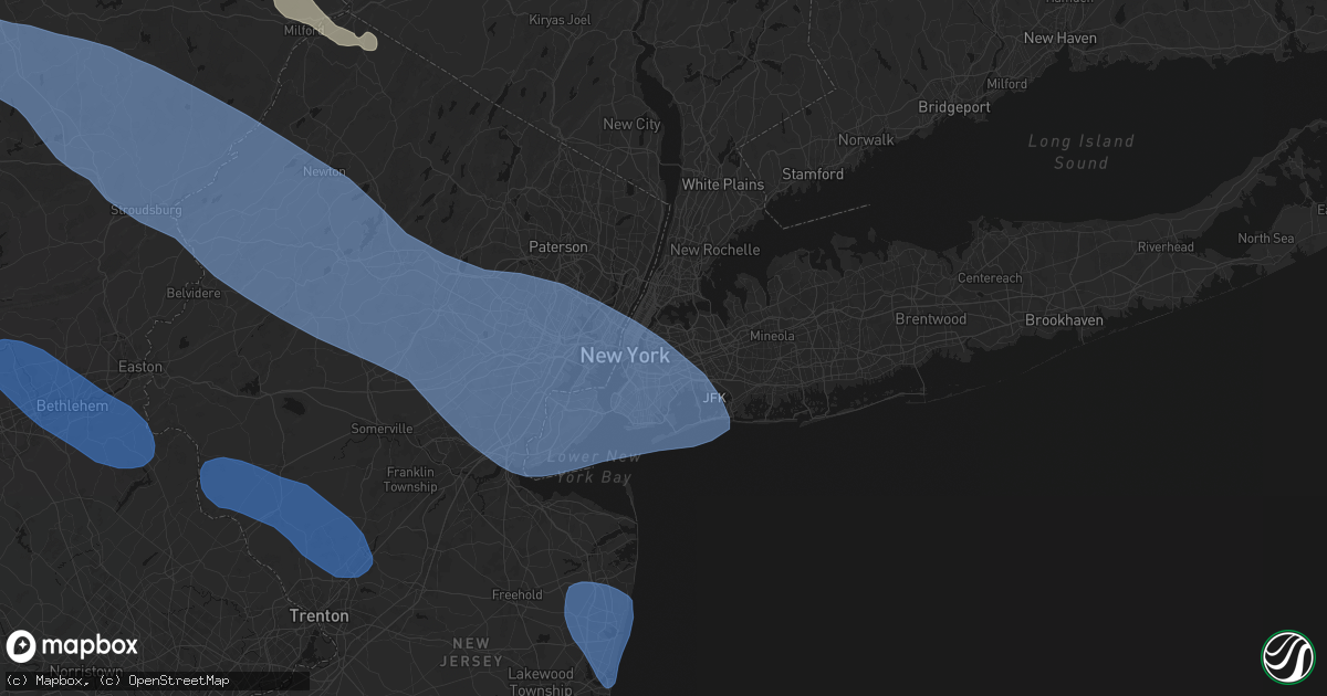 Hail map in Maspeth, NY on July 3, 2026