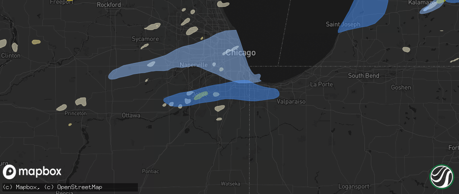 Hail map in Matteson, IL on July 3, 2026