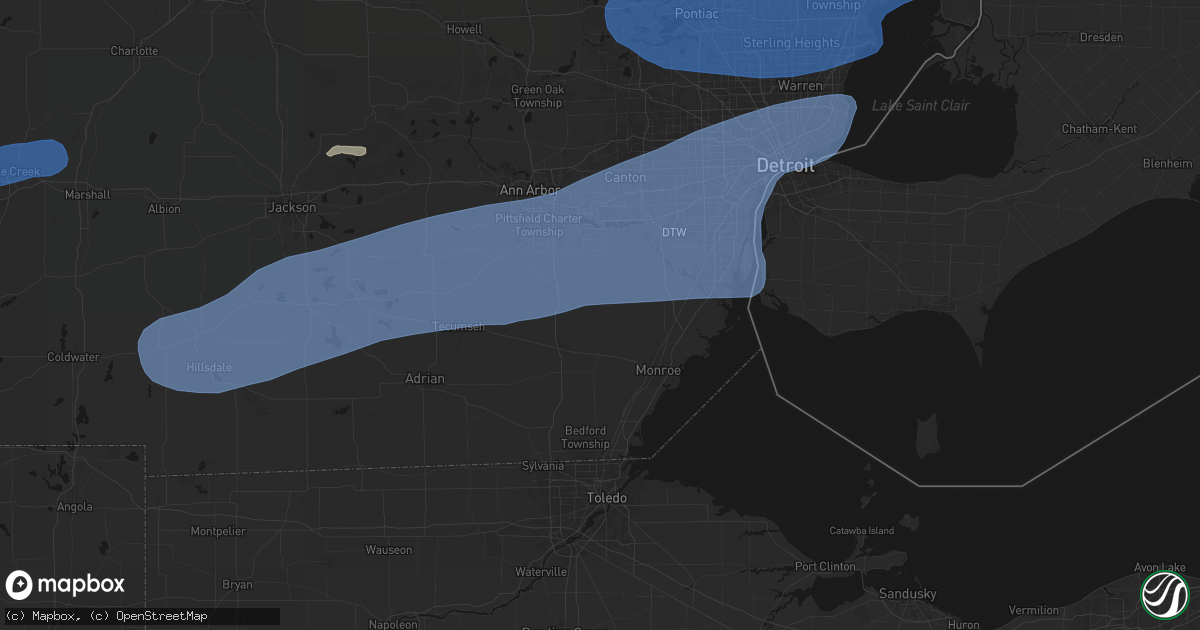 Hail map in Maybee, MI on July 3, 2026