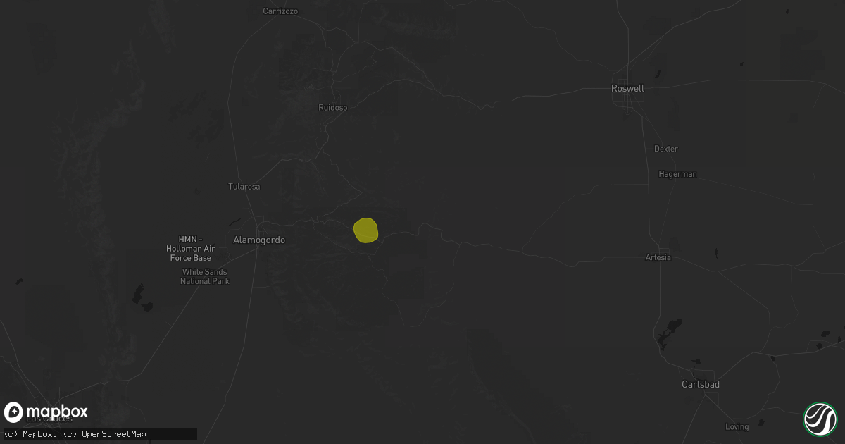 Hail map in Mayhill, NM on July 3, 2026