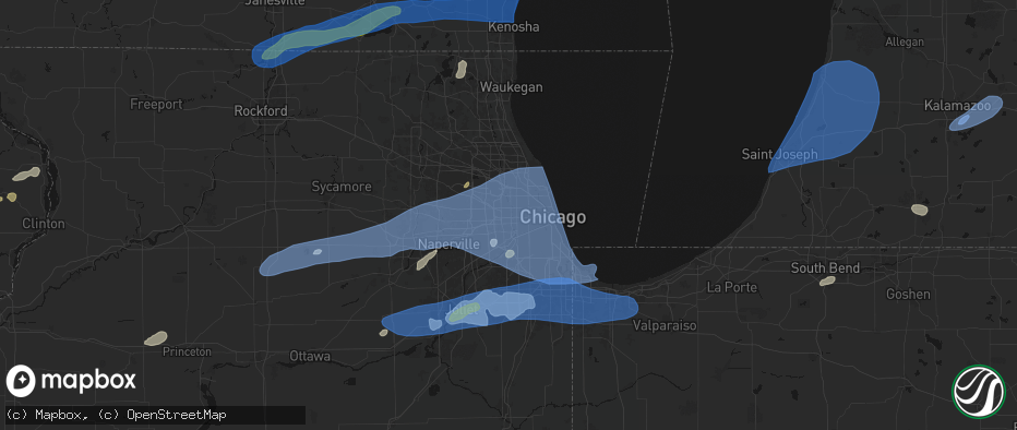 Hail map in Maywood, IL on July 3, 2026