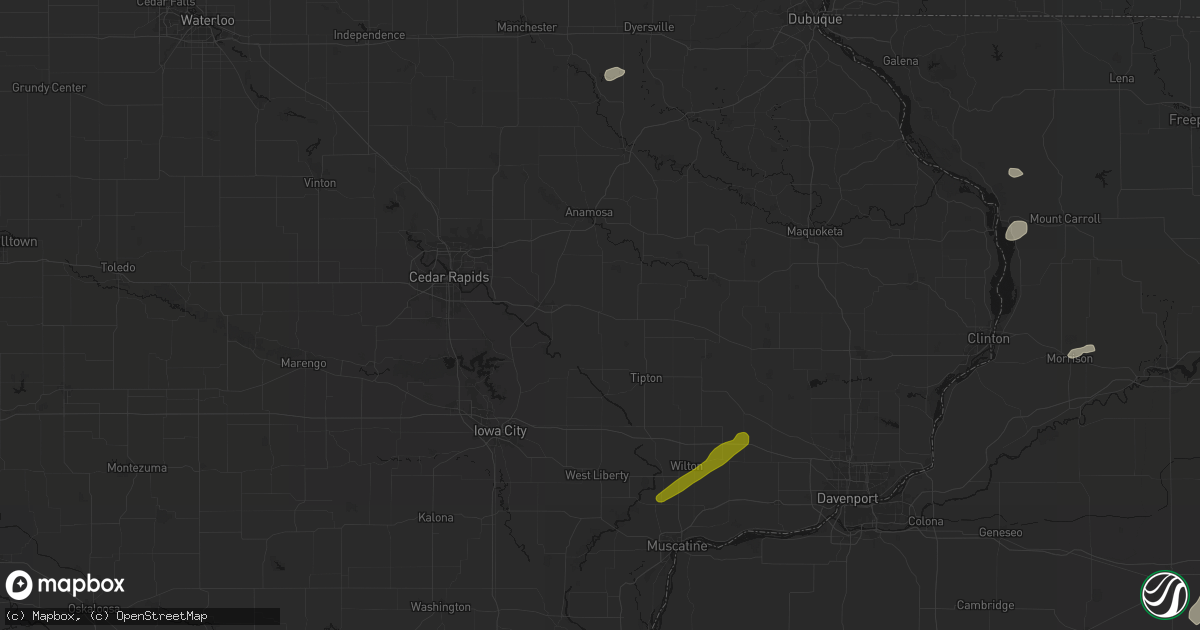 Hail map in Mechanicsville, IA on July 3, 2026