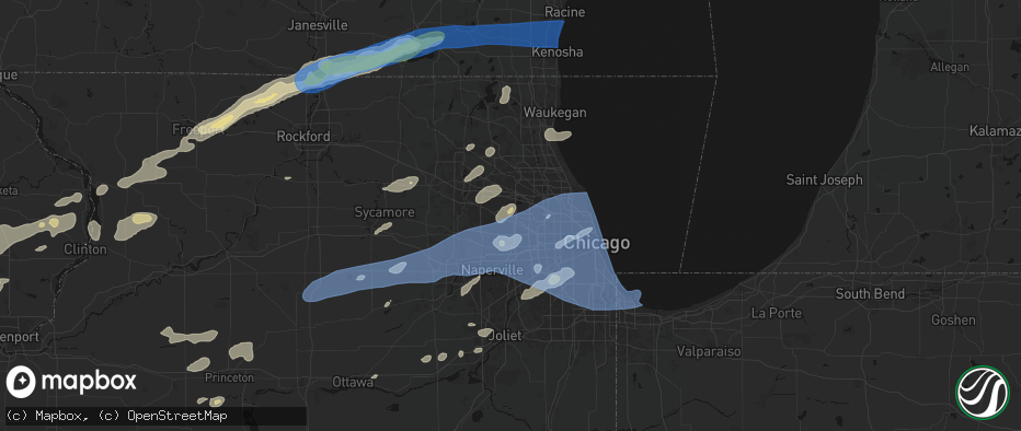Hail map in Medinah, IL on July 3, 2026
