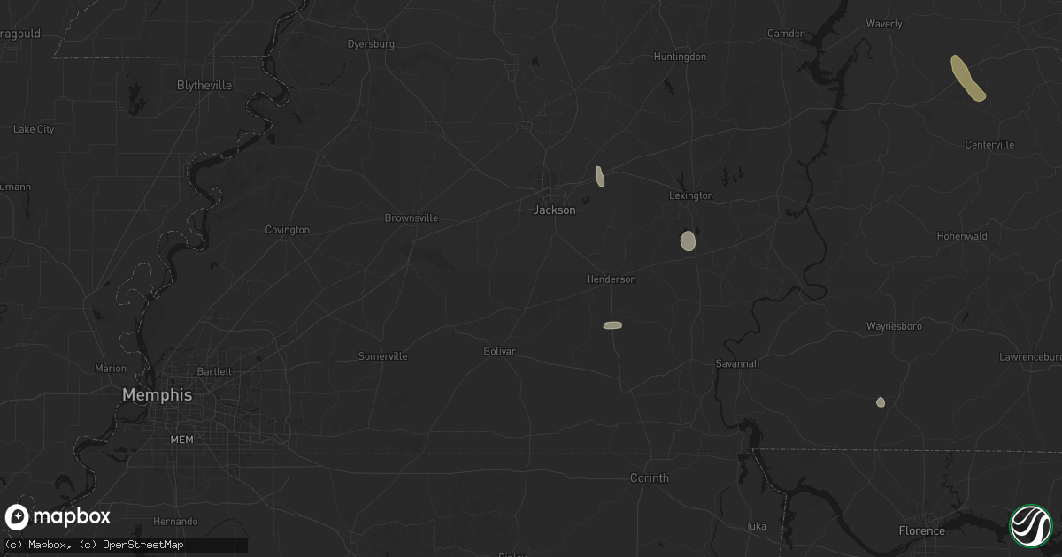 Hail map in Medon, TN on July 3, 2026