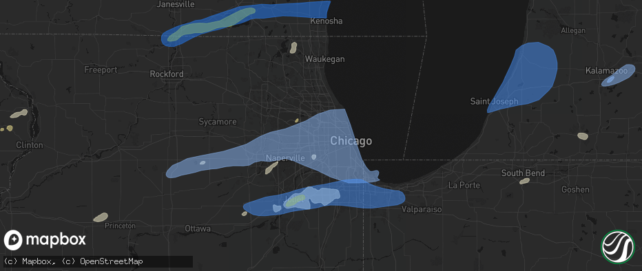 Hail map in Melrose Park, IL on July 3, 2026