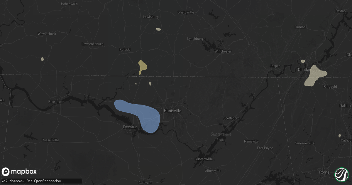 Hail map in Meridianville, AL on July 3, 2026