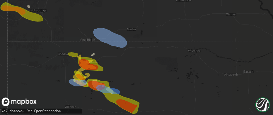 Hail map in Merriman, NE on July 3, 2026