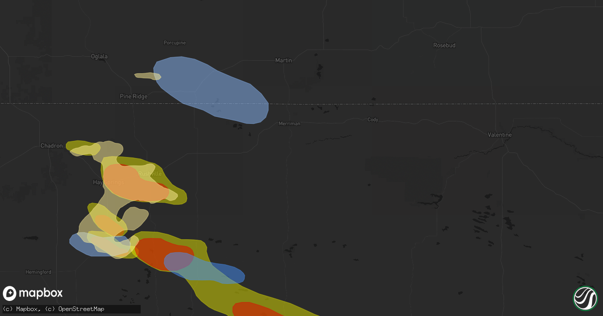 Hail map in Merriman, NE on July 3, 2026