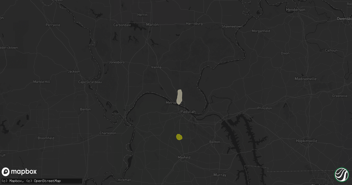 Hail map in Metropolis, IL on July 3, 2026