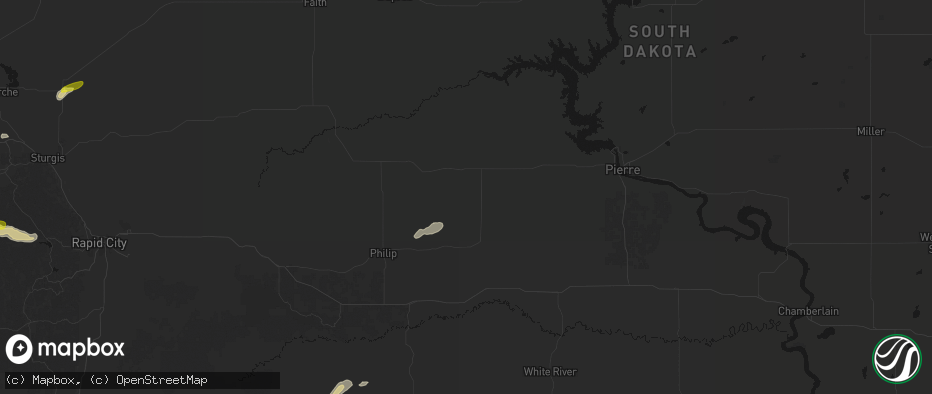 Hail map in Midland, SD on July 3, 2026