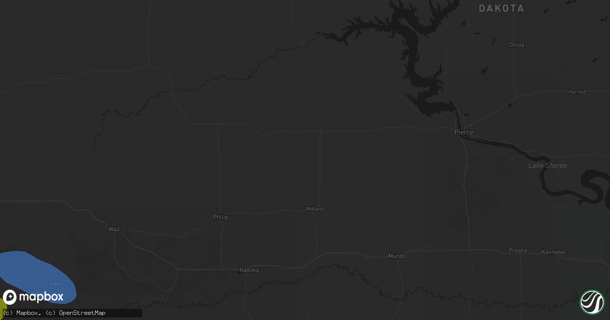 Hail map in Midland, SD on July 3, 2026