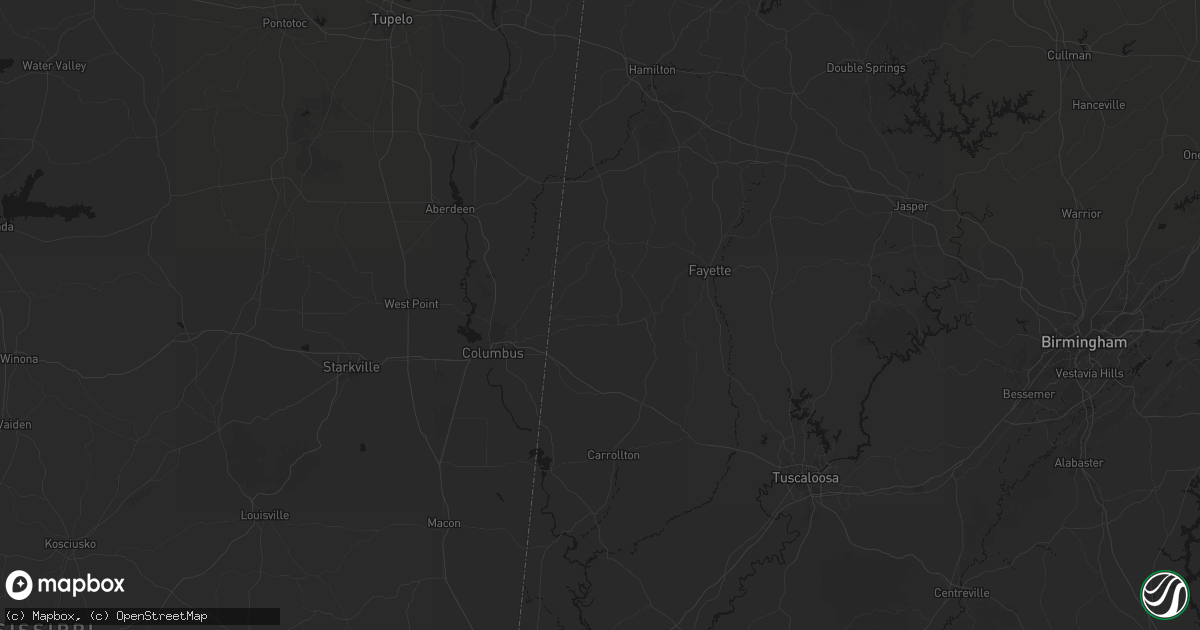 Hail map in Millport, AL on July 3, 2026