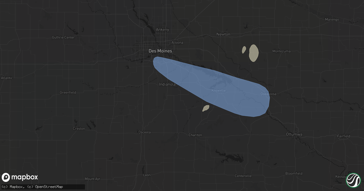 Hail map in Milo, IA on July 3, 2026