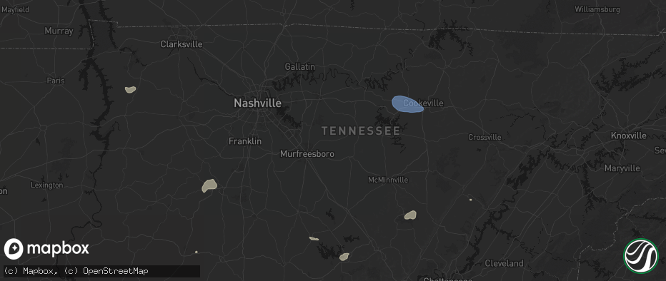 Hail map in Milton, TN on July 3, 2026