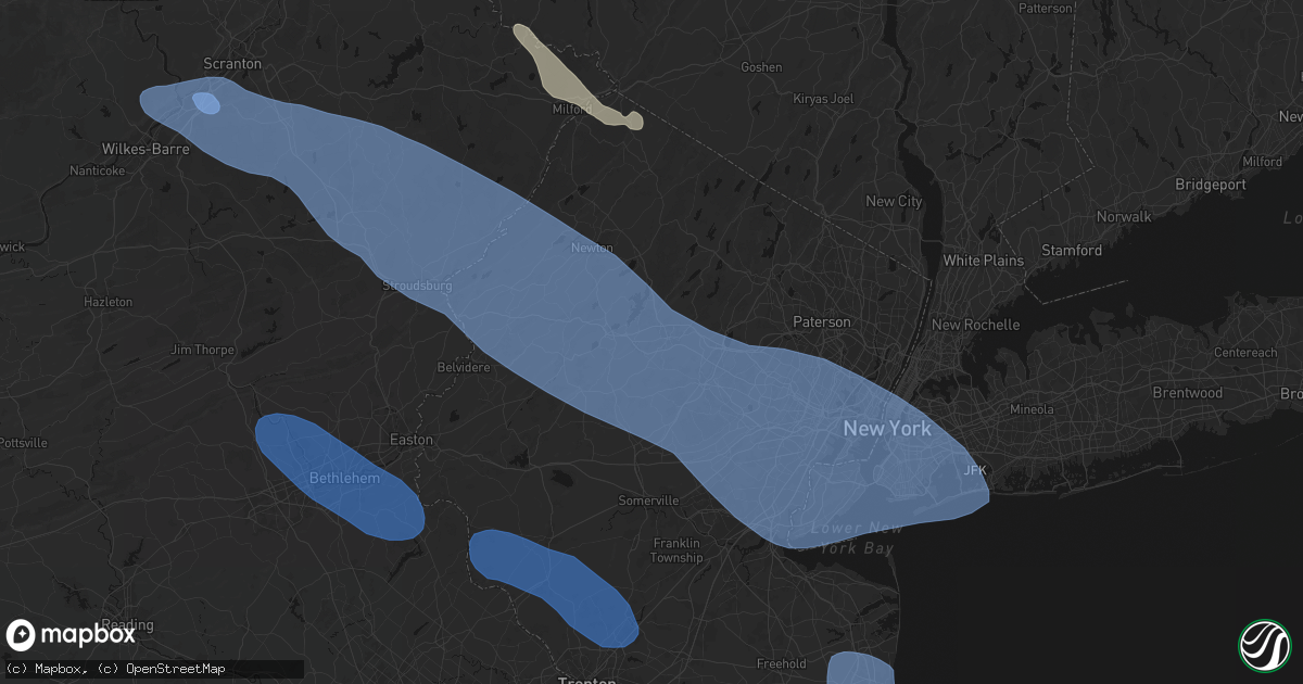Hail map in Mine Hill, NJ on July 3, 2026