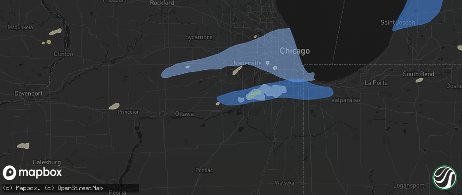 Hail map in Minooka, IL on July 3, 2026