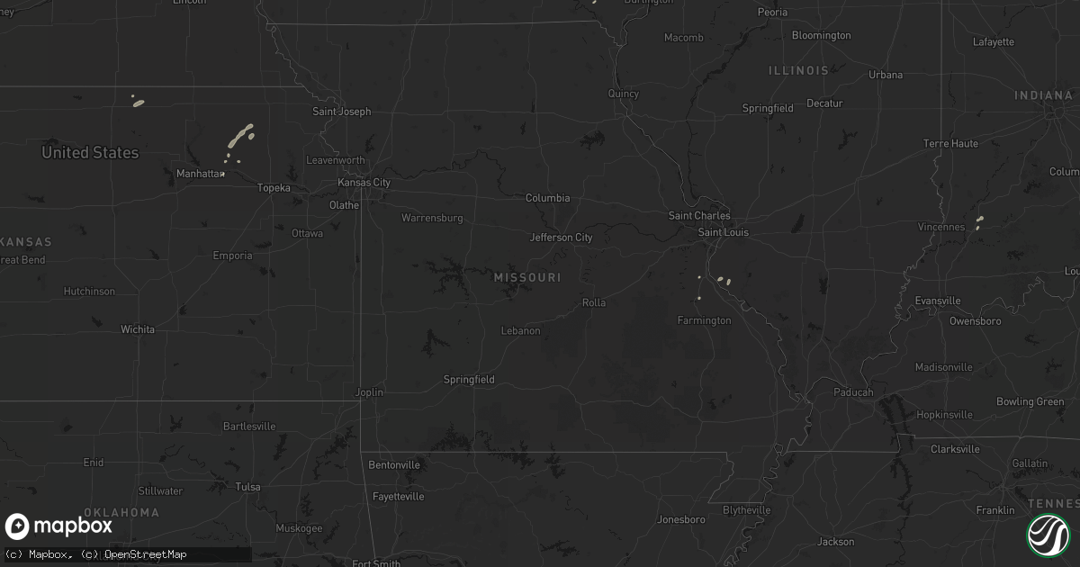 Hail map in Missouri on July 3, 2026