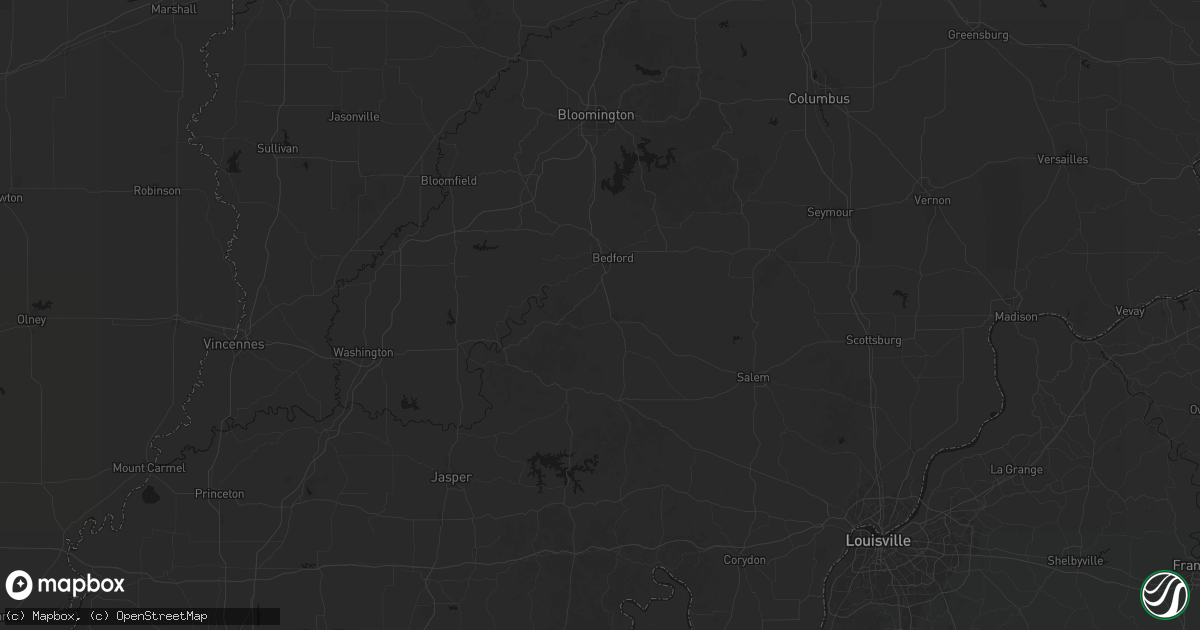 Hail map in Mitchell, IN on July 3, 2026