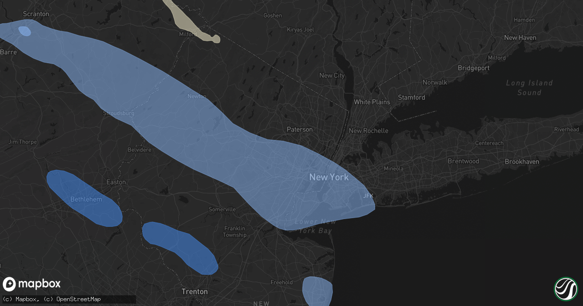 Hail map in Montclair, NJ on July 3, 2026