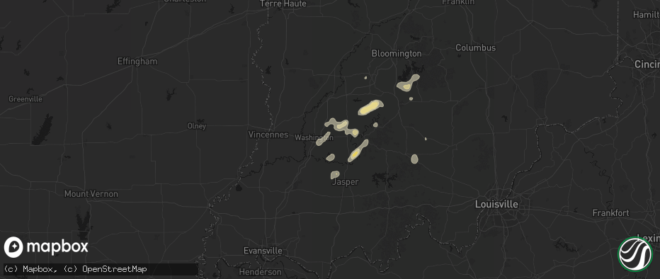 Hail map in Montgomery, IN on July 3, 2026