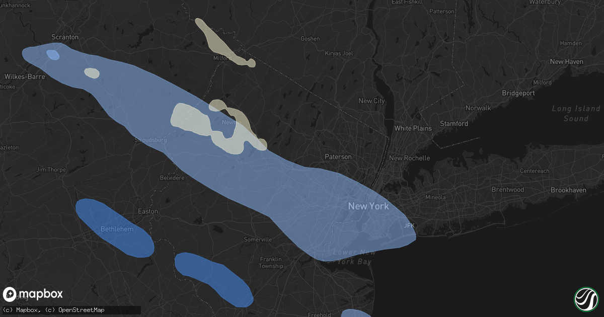 Hail map in Montville, NJ on July 3, 2026