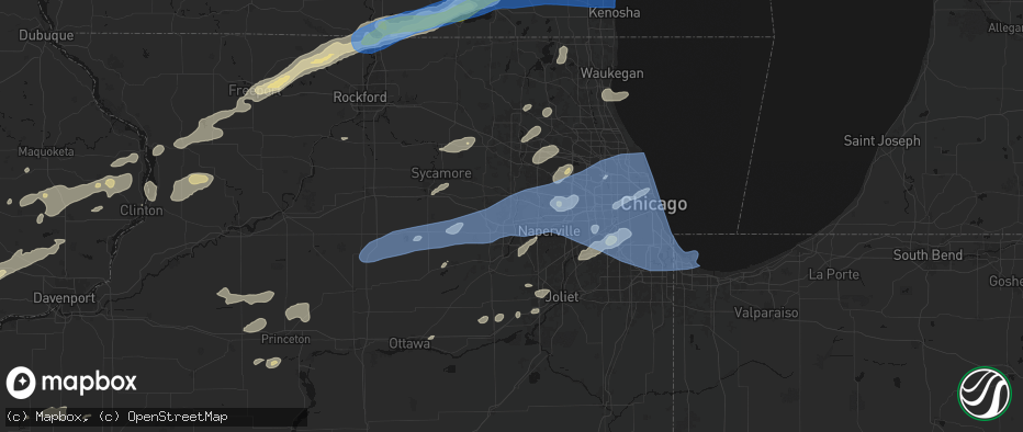 Hail map in Mooseheart, IL on July 3, 2026