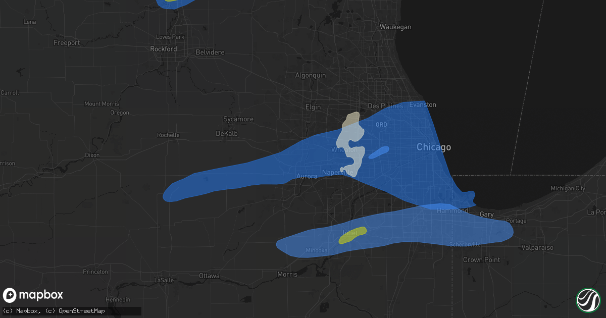 Hail map in Mooseheart, IL on July 3, 2026