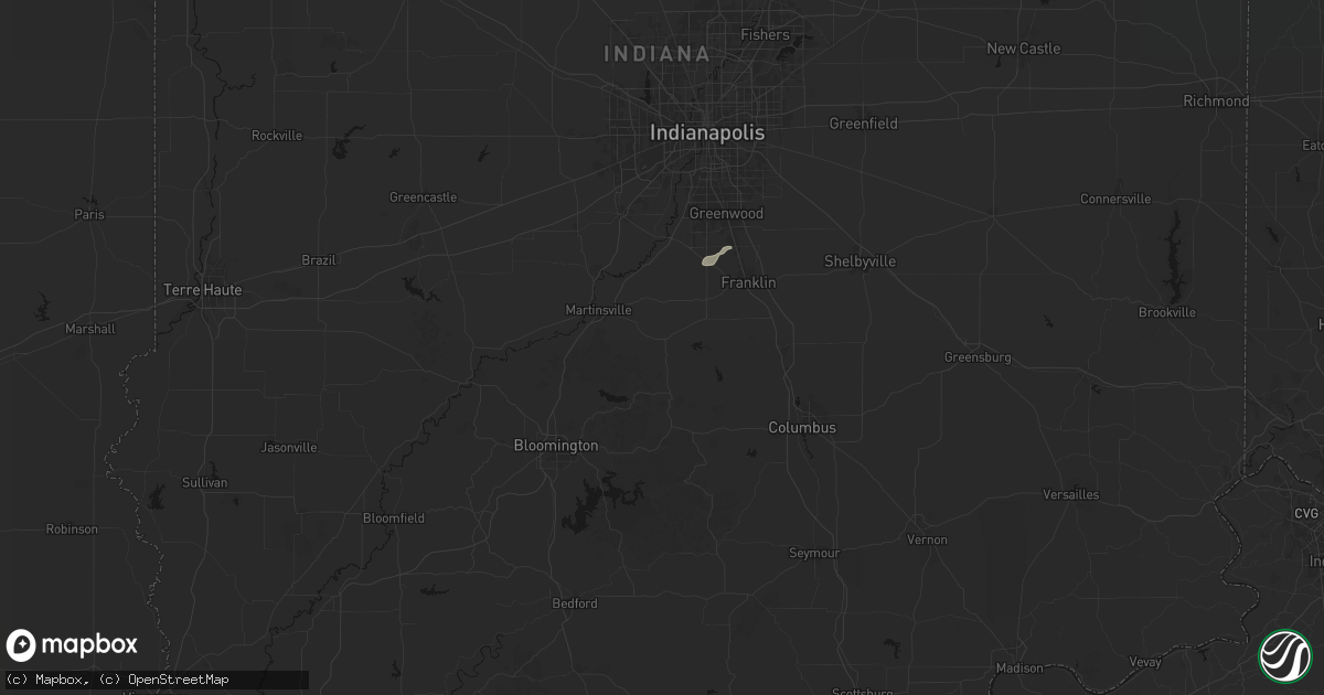 Hail map in Morgantown, IN on July 3, 2026