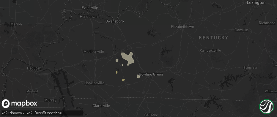 Hail map in Morgantown, KY on July 3, 2026