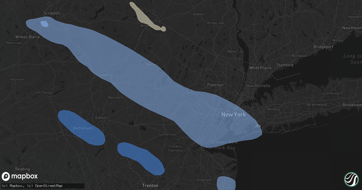 Hail map in Morris Plains, NJ on July 3, 2026