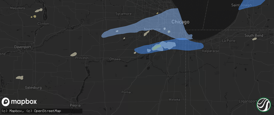 Hail map in Morris, IL on July 3, 2026