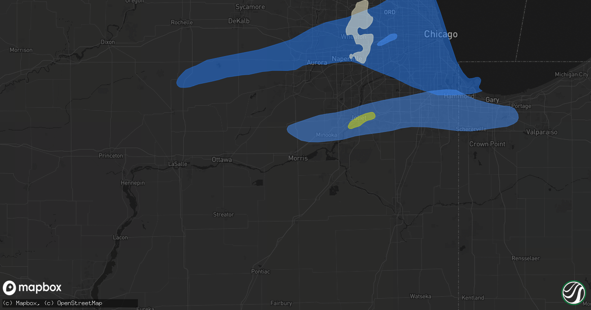 Hail map in Morris, IL on July 3, 2026