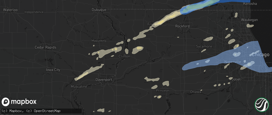 Hail map in Morrison, IL on July 3, 2026