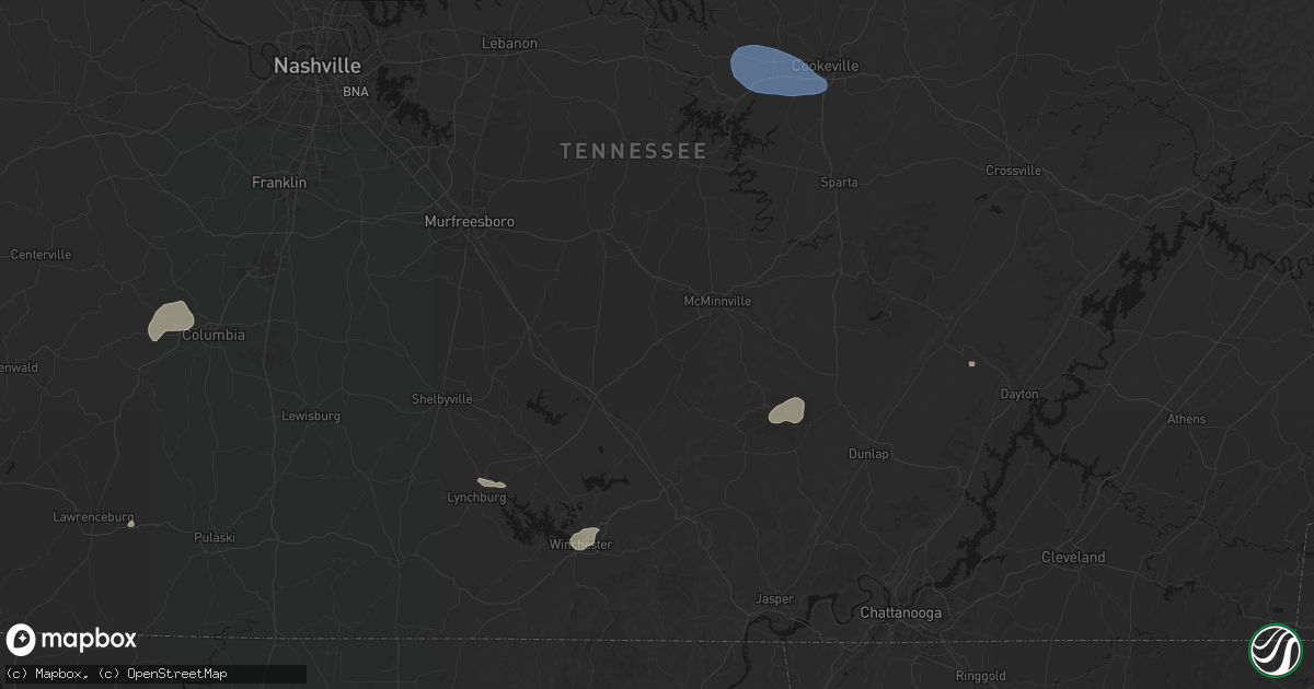 Hail map in Morrison, TN on July 3, 2026