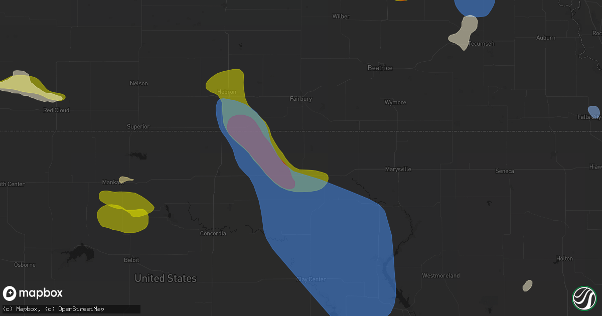 Hail map in Morrowville, KS on July 3, 2026