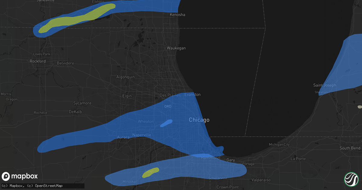Hail map in Morton Grove, IL on July 3, 2026