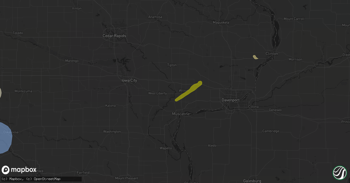 Hail map in Moscow, IA on July 3, 2026
