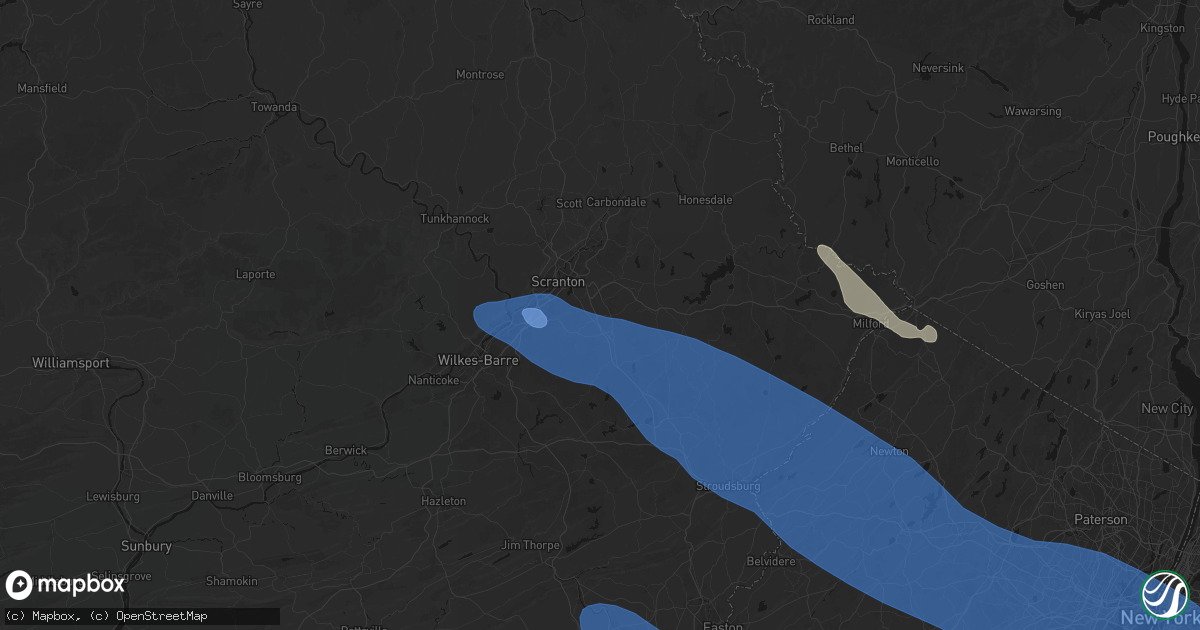 Hail map in Moscow, PA on July 3, 2026