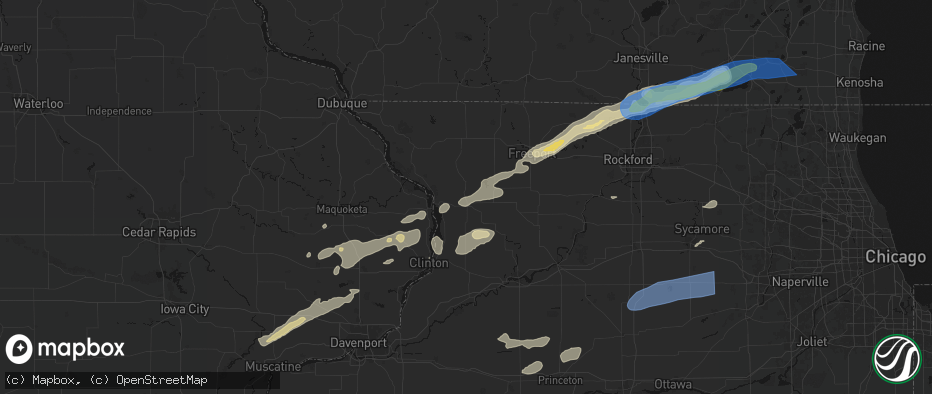 Hail map in Mount Carroll, IL on July 3, 2026