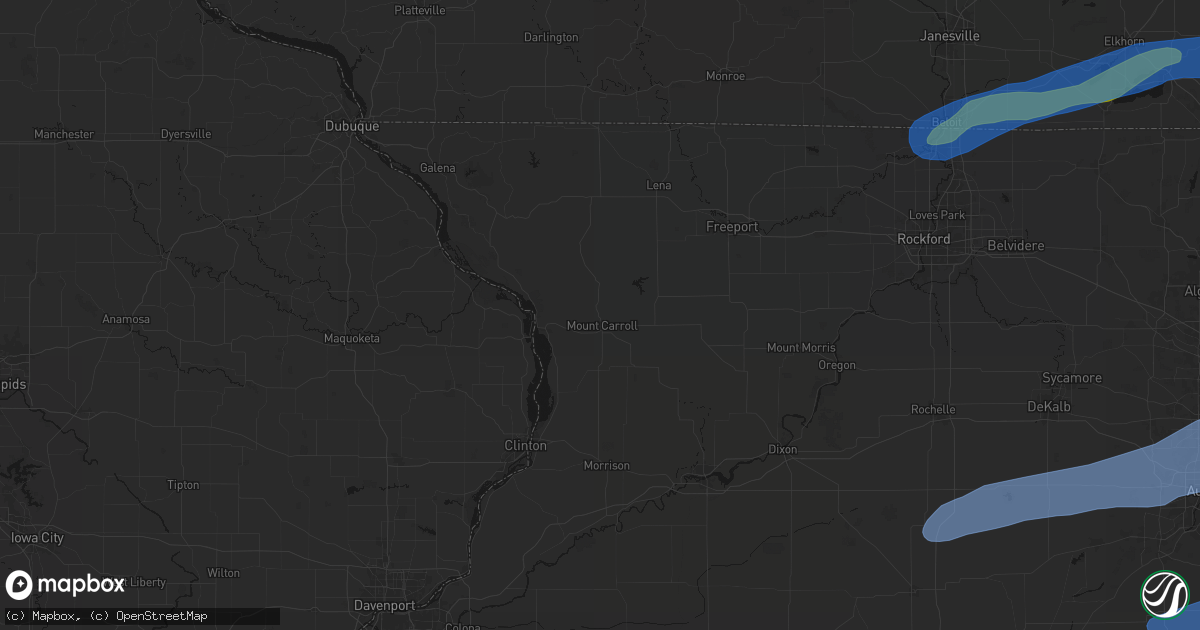Hail map in Mount Carroll, IL on July 3, 2026