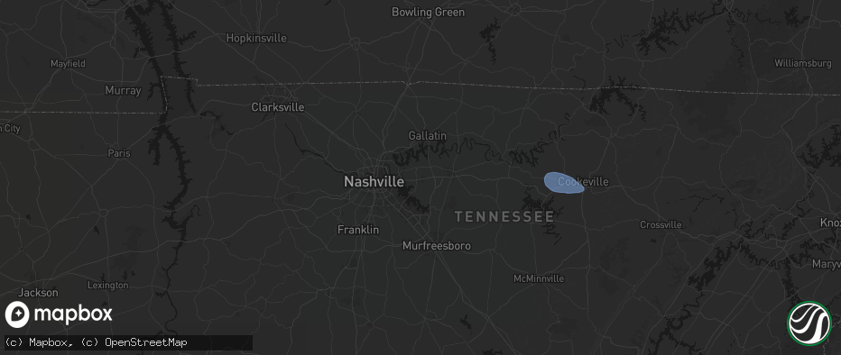 Hail map in Mount Juliet, TN on July 3, 2026